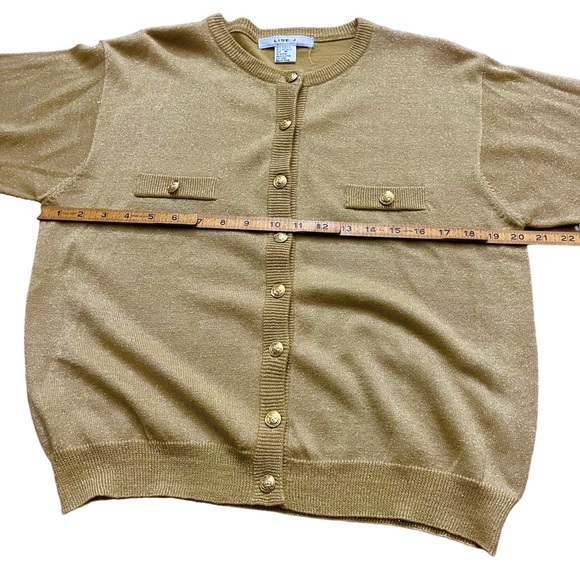 Sold/// 1990’s Vintage Blousy Gold Lurex Cardigan, Size Medium - Picture 7 of 8